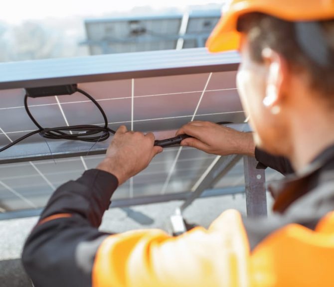 An Electrician Installing Solar Panel